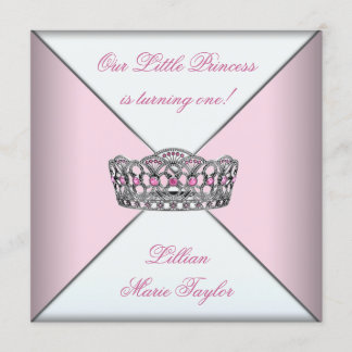 Pink Tiara Little Princess Erste Geburtstagsparty Einladung