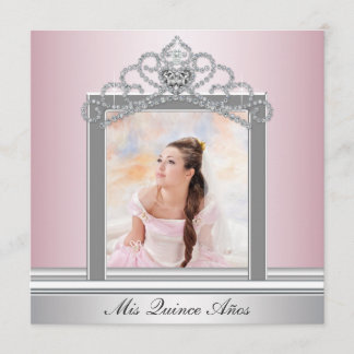 Pink Tiara Pink Foto Quinceanera Einladung