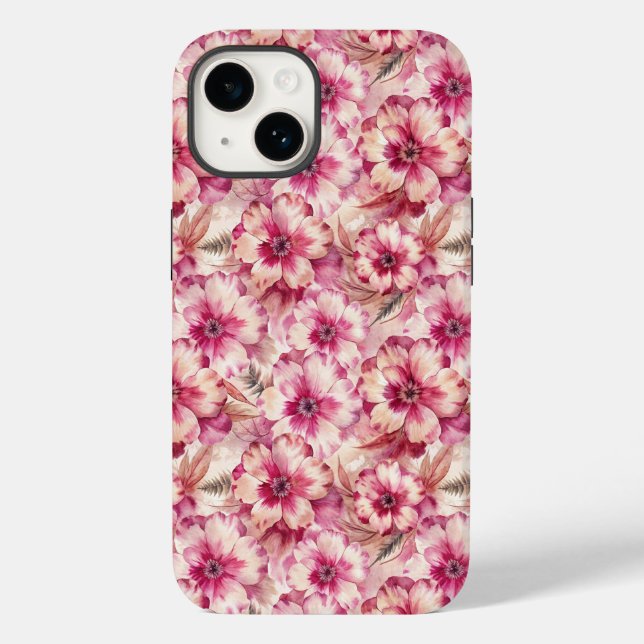 Pink Tie Dye Floral Case-Mate iPhone Hülle (Rückseite)
