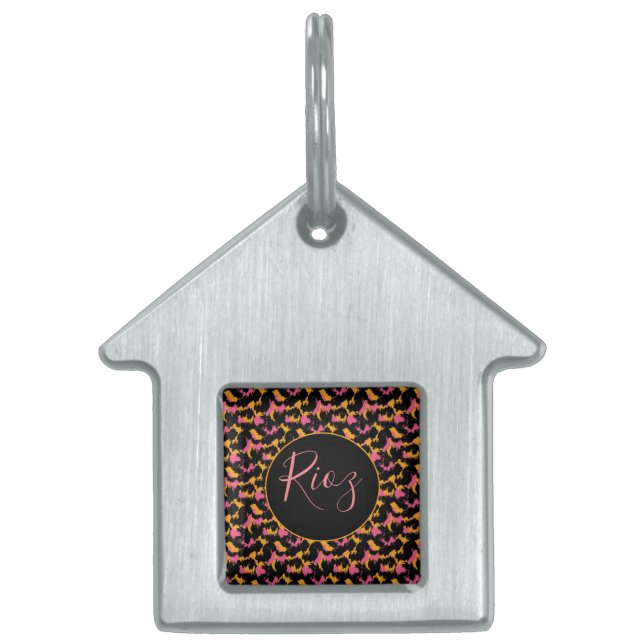 Pink-Tiermuster Schwarzer Name Pet-ID-Markierung Tiermarke (Vorderseite)