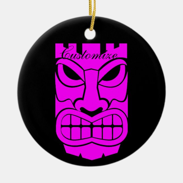 Pink Tiki Skulptur Thunder_Cove Keramik Ornament (Vorne)