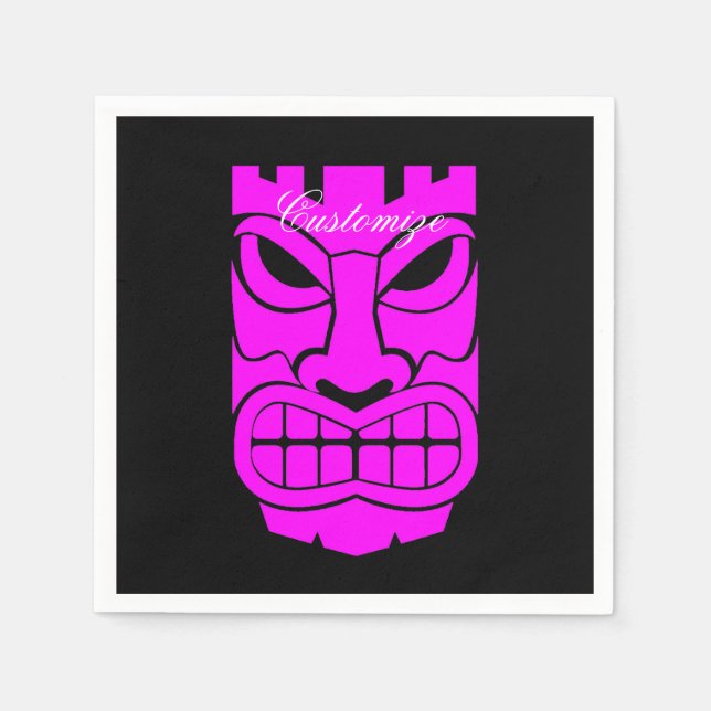 Pink Tiki Skulptur Thunder_Cove Serviette (Vorderseite)