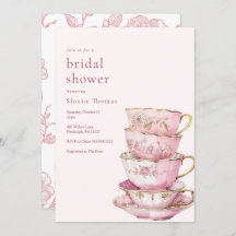 Pink Time for Tea Bridal Dusche Einladung