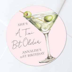 Pink Tini ein bisschen älter Martini Geburtstag Runder Aufkleber
