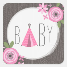Pink Tipi Babyaufkleber