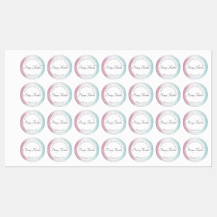 Pink to turquoise watercolour ombré etiketten