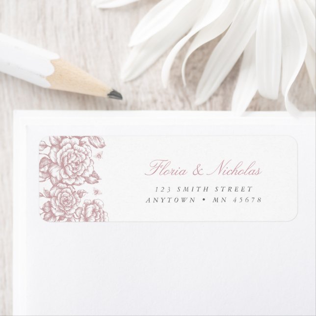 Pink Toile Address Label Französisch Chinoiserie C (Insitu)