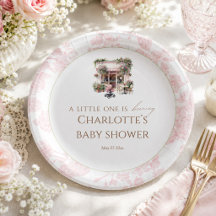Pink Toile Baby Is Brewing Cafe Coffee Coquette