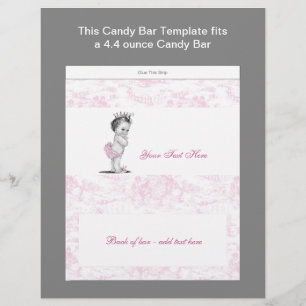 Pink Toile Baby Showküche Bar Wrapper Flyer