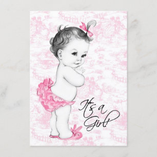 Pink Toile Babydusche Einladung