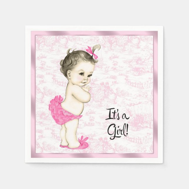 Pink Toile Babydusche Serviette (Vorderseite)