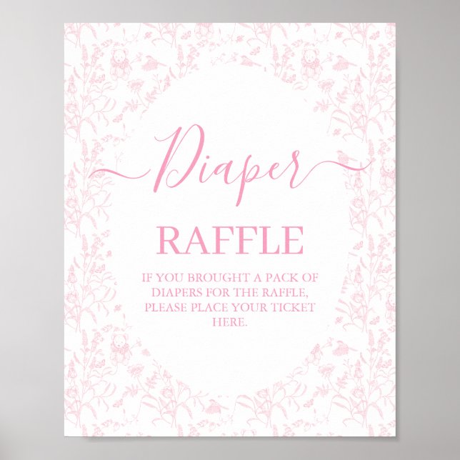 Pink Toile Bear Baby Shower Girl Poster (Vorne)