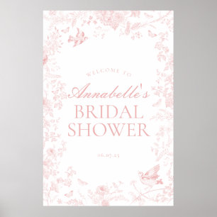 Pink Toile de joule floral Brautparty Empfang Poster