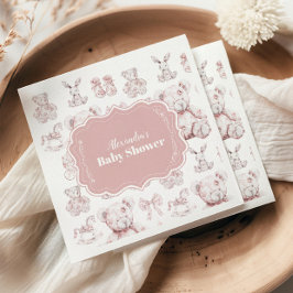 Pink Toile De Jouy Baby Dusche Serviette