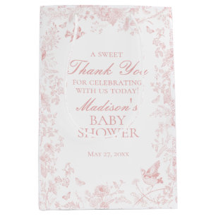 Pink Toile De Jouy Baby Duwer Favoriten Mittlere Geschenktüte