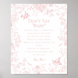 Pink Toile De Jouy Dont Say Baby Showspiel Poster