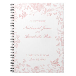 Pink Toile De Jouy Floral Wedding Gästebuch Notizblock