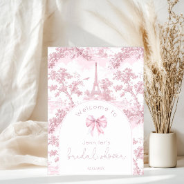 Pink Toile De Jouy Paris Bridal Shower Welcome Poster