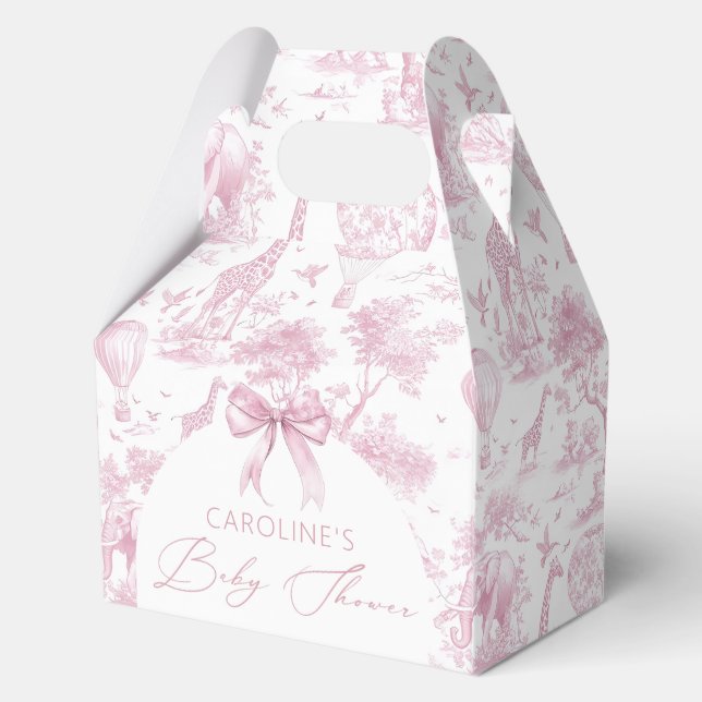 Pink Toile de Jouy Safari Baby Showbox Geschenkschachtel (Vorderseite)