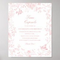 Pink Toile De Jouy Time Kapsel Geburtstagsspiel