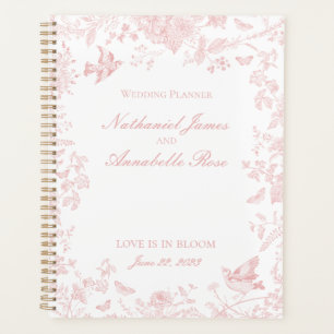 Pink Toile De Jouy Vintage Blumenhochzeit Planer