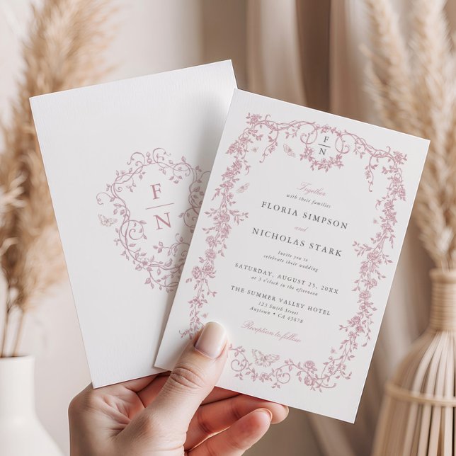 Pink Toile De Jouy Wedding Einladung Chinoiserie (Von Creator hochgeladen)