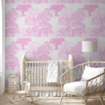 Pink Toile Jungle Animals Safari
