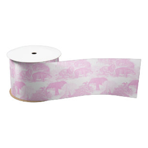Pink Toile Jungle Animes Safari Chinoiserie Satinband
