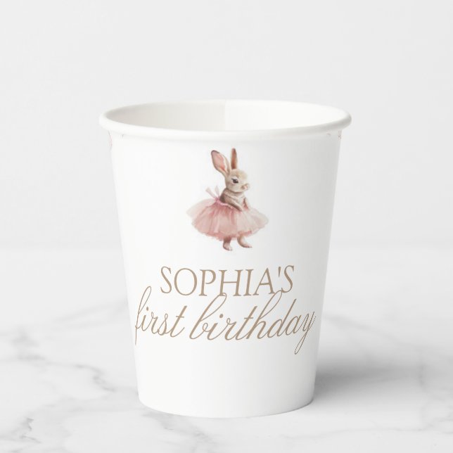 Pink Toile Ostern Some Bunny Geburtstag Pappbecher (Links)