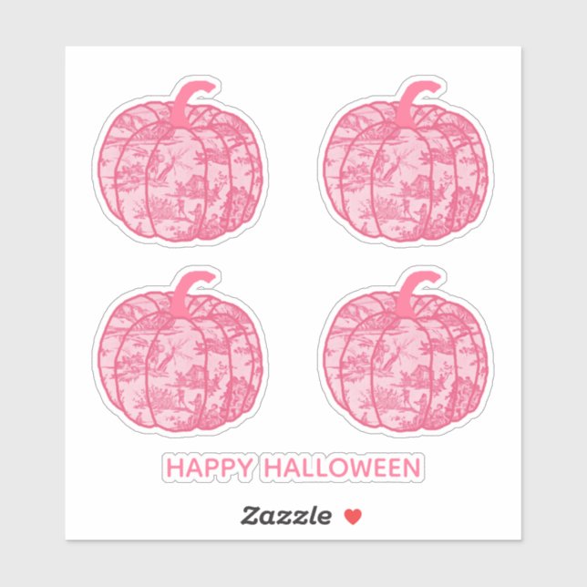 Pink Toile Pumpkins Aufkleber (Blatt)
