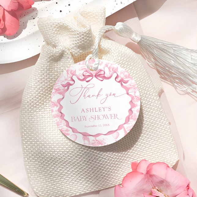 Pink Toile Safari Animal Baby Dusche Danke Geschenkanhänger (Von Creator hochgeladen)