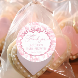 Pink Toile Safari Animal Baby Dusche Vielen Dank Runder Aufkleber