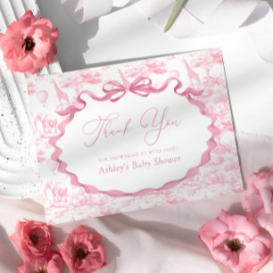 Pink Toile Safari Animals Kinderdusche Vielen Dank Dankeskarte