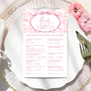 Pink Toile Safari Tiere Baby Trivia Spiel