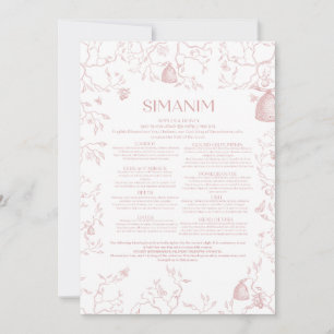 Pink Toile Simanim Card 2023 Einladung