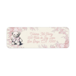 Pink Toile Teddy Bear Babydusche
