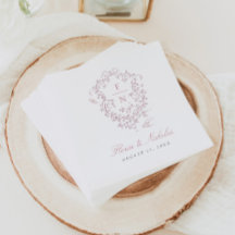 Pink Toile Wedding Paper Napkins Chinoiserie