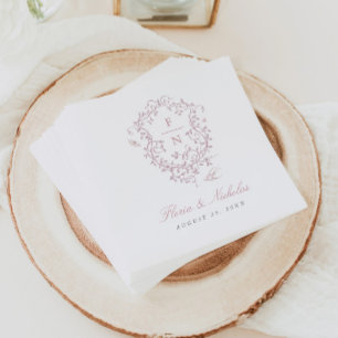 Pink Toile Wedding Paper Napkins Chinoiserie Serviette