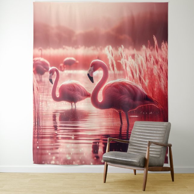 Pink Tone Flamingos Wandteppich (Beispiel)