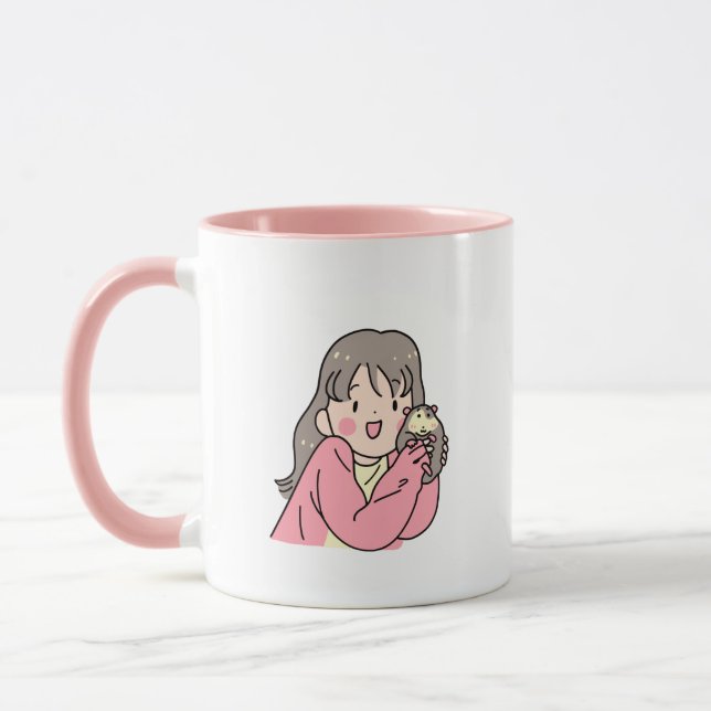 Pink-Tone-Kaffee-Cup mit Niedlicher Girlanform Tasse (Links)