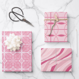 Pink Tone Wrapping Paper in Set von 3 Designs Geschenkpapier Set