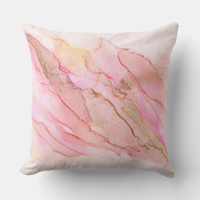 Pink Tones in Clouds of Ink With Gold Kissen (Vorderseite)