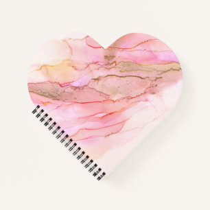 Pink Tones in Clouds of Ink With Gold Notizbuch