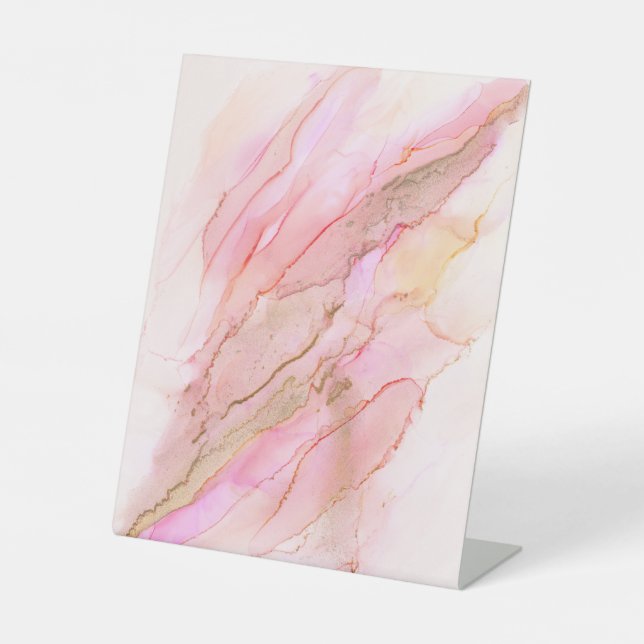 Pink Tones in Clouds of Ink With Gold Sockelschild (Vorderseite)