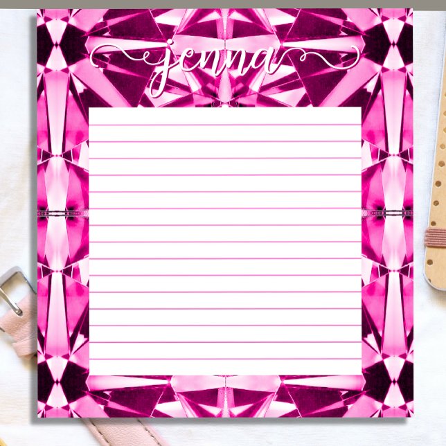 Pink Tourmaline Gemstone Personalisiert Notizblock (Von Creator hochgeladen)