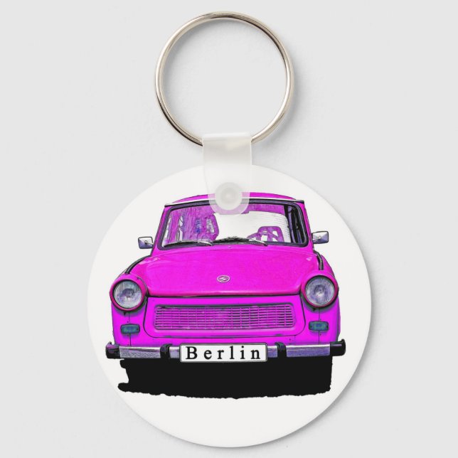 Pink Trabant Car Schlüsselanhänger (Vorderseite)