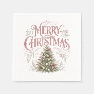 Pink traditioneller Weihnachtsbaum Pinkmas Serviette
