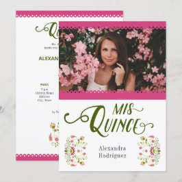 Pink Traditionelles mexikanisches Foto Quinceanera Einladung