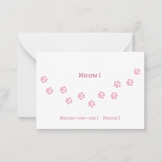 Pink Trail von Cat Paw Print Fun individuell einst Mitteilungskarte (Vorderseite)