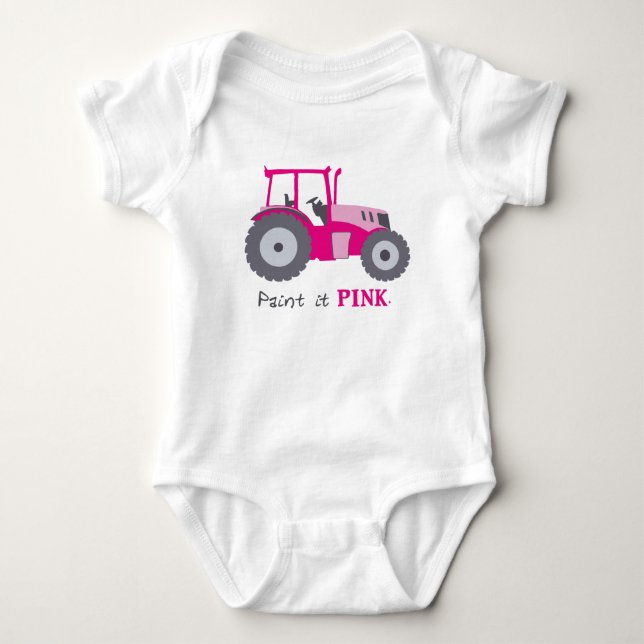 Pink-Traktor-Abbildung für Säugling Baby Strampler (Vorderseite)